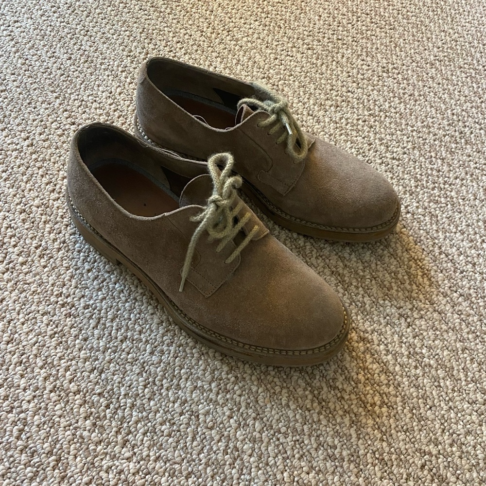 Men's Tan Suede Oxford Shoes Brunello Cucinelli Italy